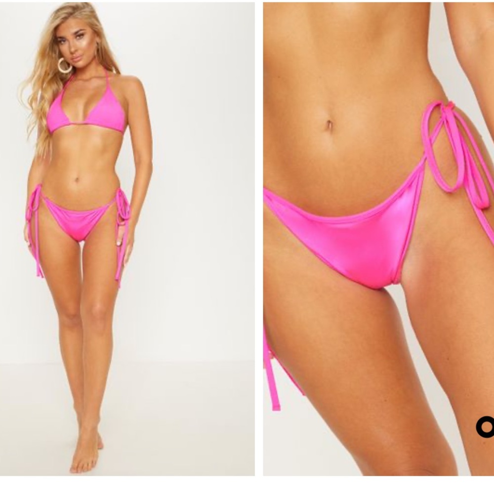 Hot Pink Triangle String Bikini - Picture 4 of 12
